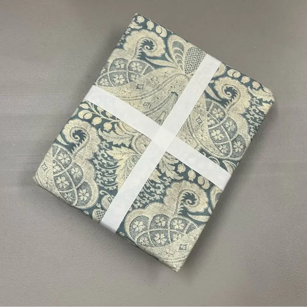 Pottery Barn Janelle Scroll Print Damask Blue Cream Duvet Cover Full / Queen NWT